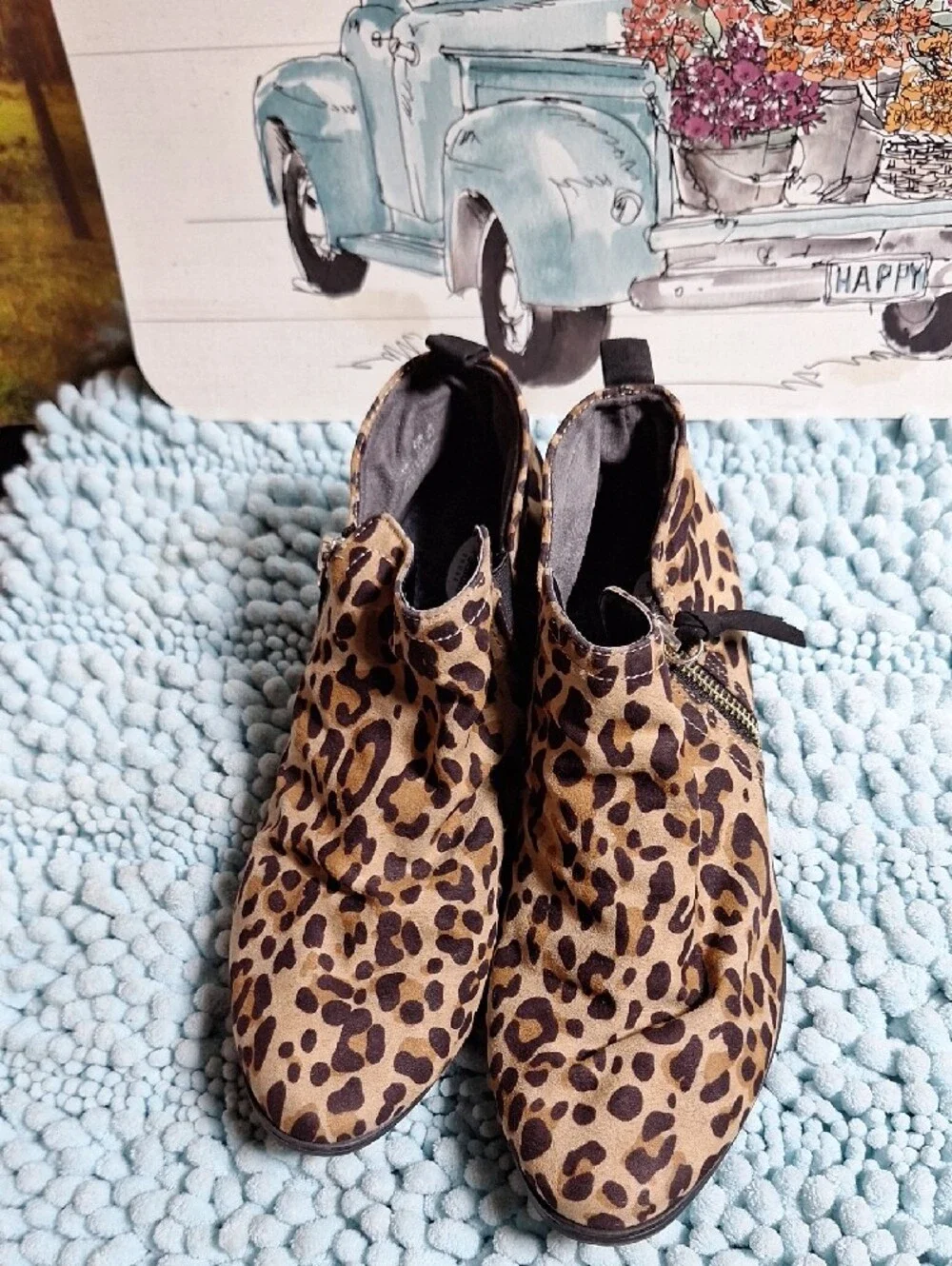 Dr. Scholl's Leopard Print Ankle Booties in Tan and Dark Brown